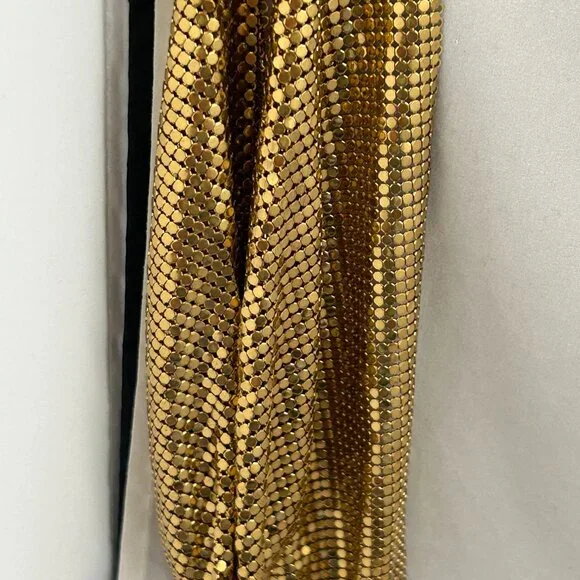 Vintage Signed Whiting & Davis Gold Tone Mesh Bib Necklace - Picture 5 of 7